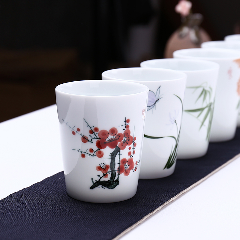 景德镇手绘茶杯陶瓷品茗杯功夫茶具小茶杯陶瓷茶盏红茶个人瓷杯