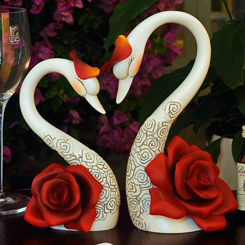 欧式客厅情侣天鹅高档摆件 家居饰品工艺品创意结婚礼物 实用新婚