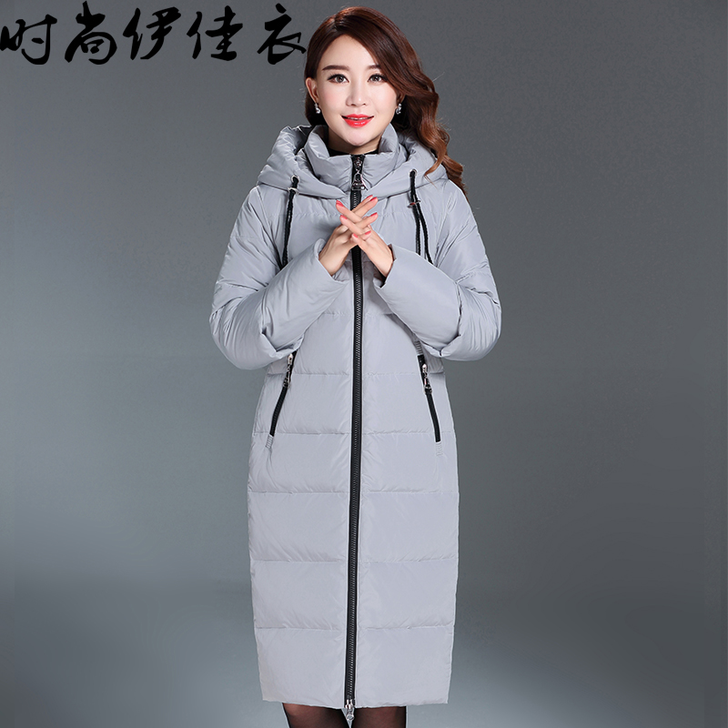 中年女秋冬季女韩版连帽修身加长加厚过膝长款女士妈妈羽绒服保暖折扣优惠信息