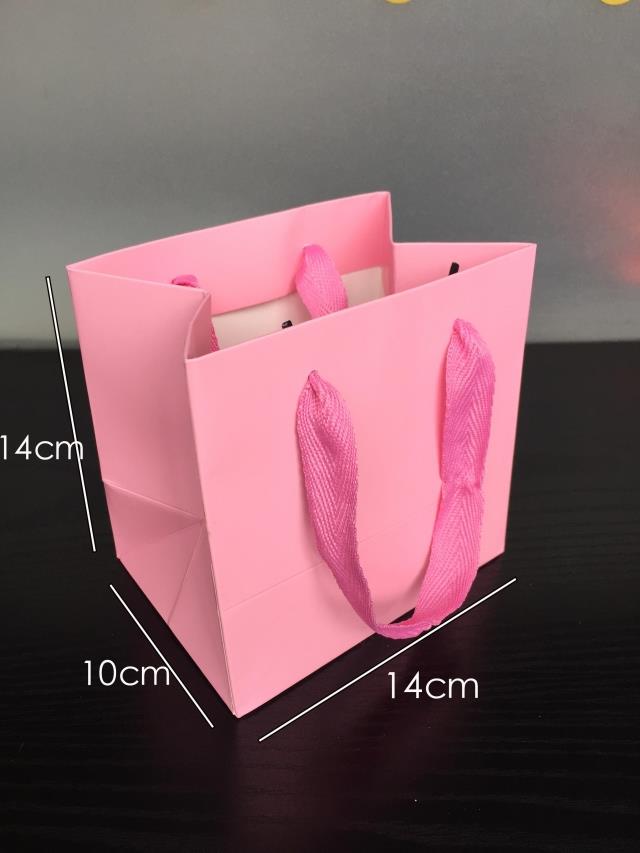 精美粉色加厚正方形方体袋礼品袋首饰包装袋纸袋现货批发14*14*10