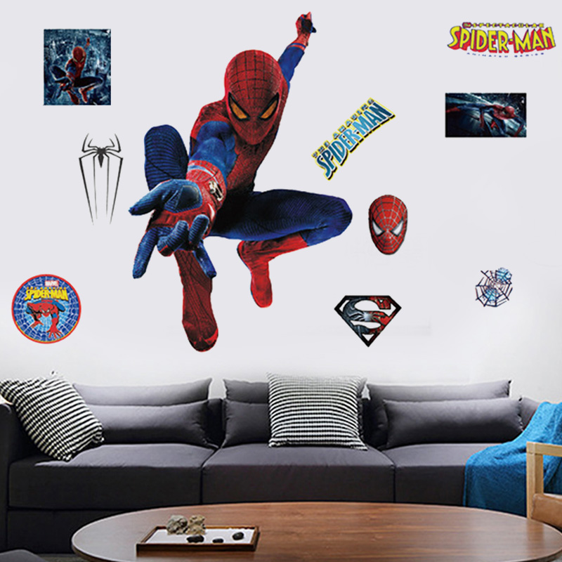 3d蜘蛛侠系列立体墙贴儿童房客厅卧室布置幼儿园装饰墙贴纸画包邮