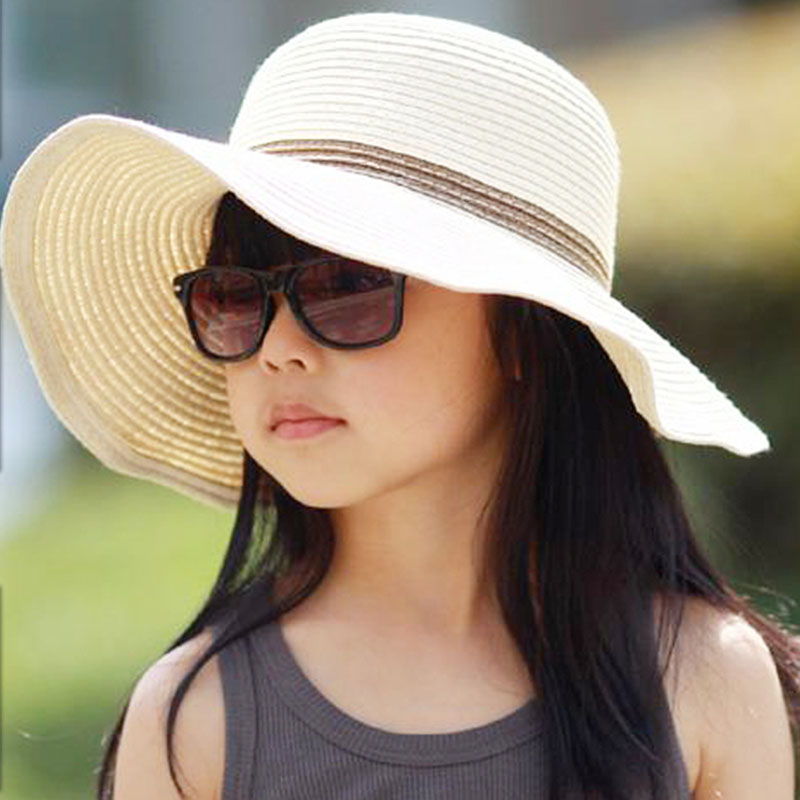 新款夏季女士大檐帽遮阳帽沙滩太阳防晒帽草帽子女孩童韩版可折叠