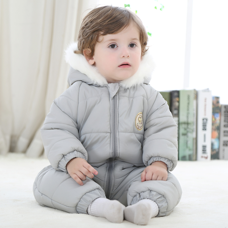 冬装新款男婴儿连体羽绒服轻薄女宝宝纯棉加厚保暖棉衣外套0-3岁