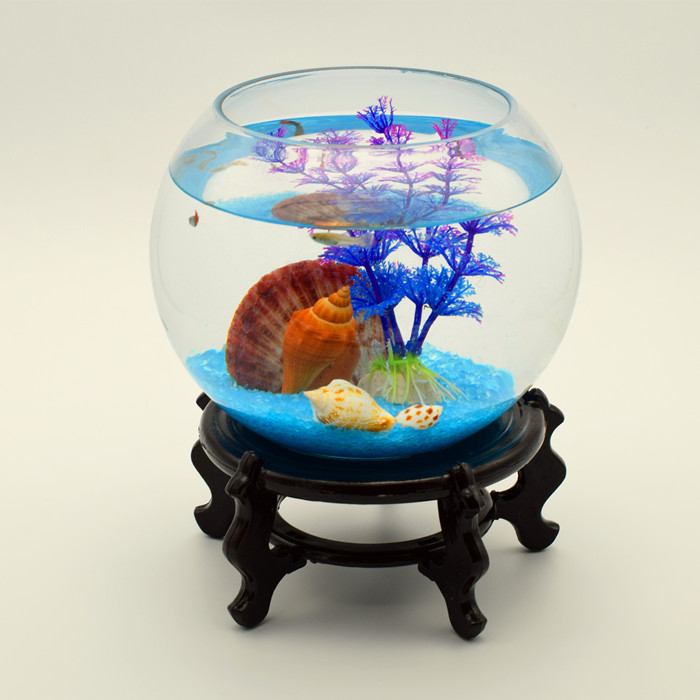 金鱼缸玻璃 水族箱小型创意生态圆形大号乌龟缸 迷你造景培花瓶