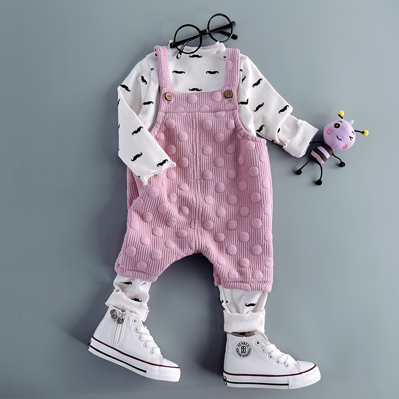 女宝宝秋装两件套0-1-2-3-4岁婴儿背带裤套装韩版童装2016新款潮