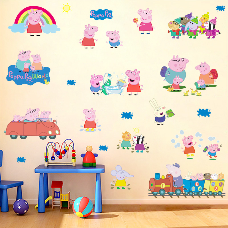 粉红猪小妹小猪佩奇佩佩猪可爱卡通墙贴纸儿童房贴画幼儿园装饰品