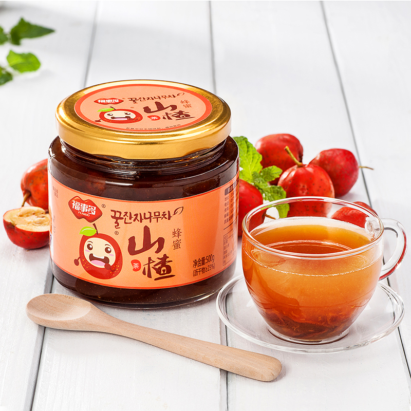 [买2瓶送木勺]福事多蜂蜜山楂茶500g 新品 韩国风味水果茶 冲饮