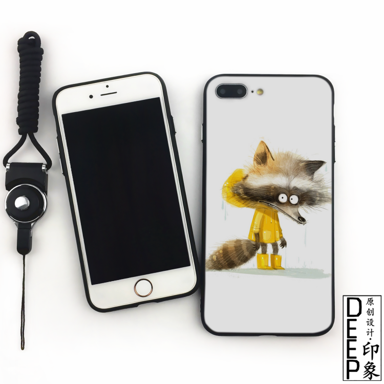 日韩时尚搞笑狐狸苹果i6s手机壳iphone7 plus5se全包硅胶软壳挂绳