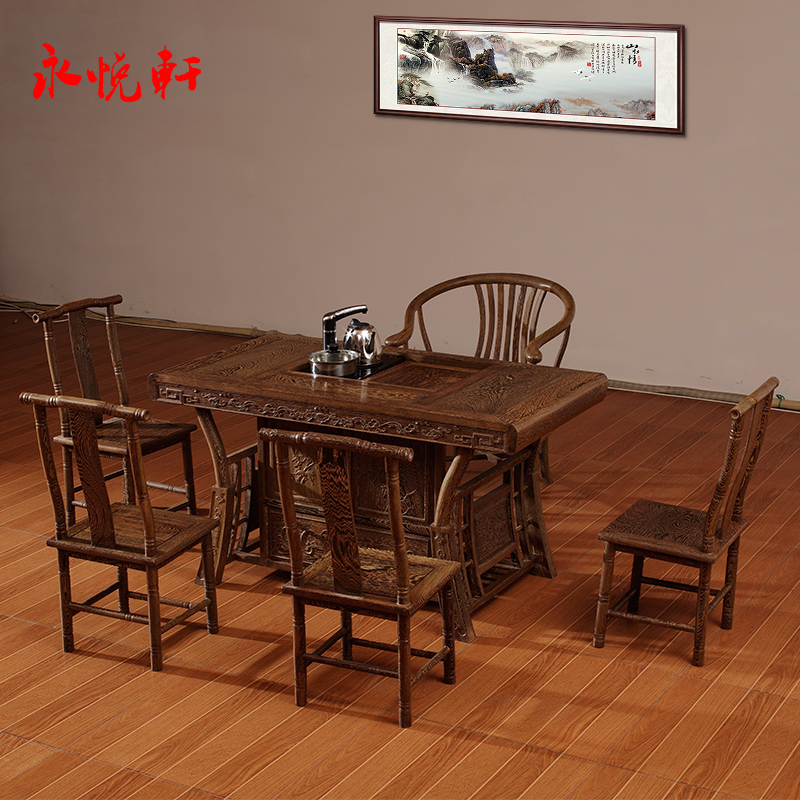 红木茶桌椅组合特价鸡翅木汉宫茶几桌小户型实木功夫茶台泡茶桌子
