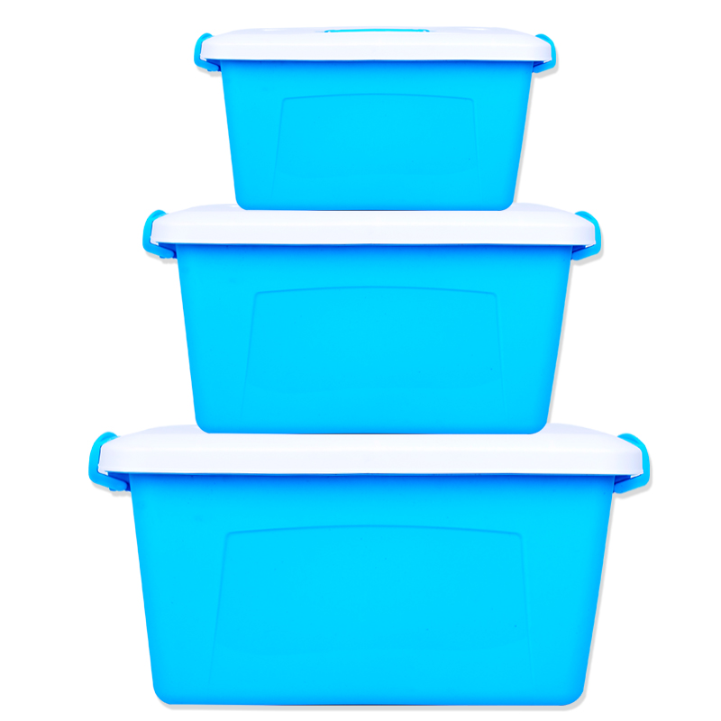 透明储物收纳箱塑料整理箱大号收纳盒加厚食品级手提箱三件套装折扣优惠信息