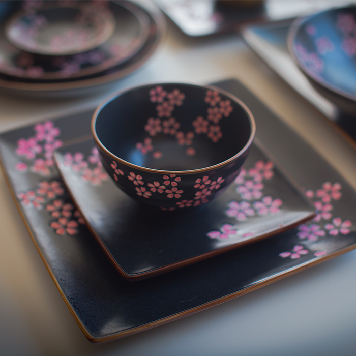 复古陶瓷套装餐具磨砂釉下彩樱花面碗寿司方盘圆盘米饭碗日式和风折扣优惠信息