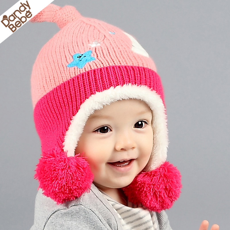 韩版婴儿帽子秋冬毛线帽女宝宝帽子0-3-6-12个月男童护耳帽套头帽折扣优惠信息