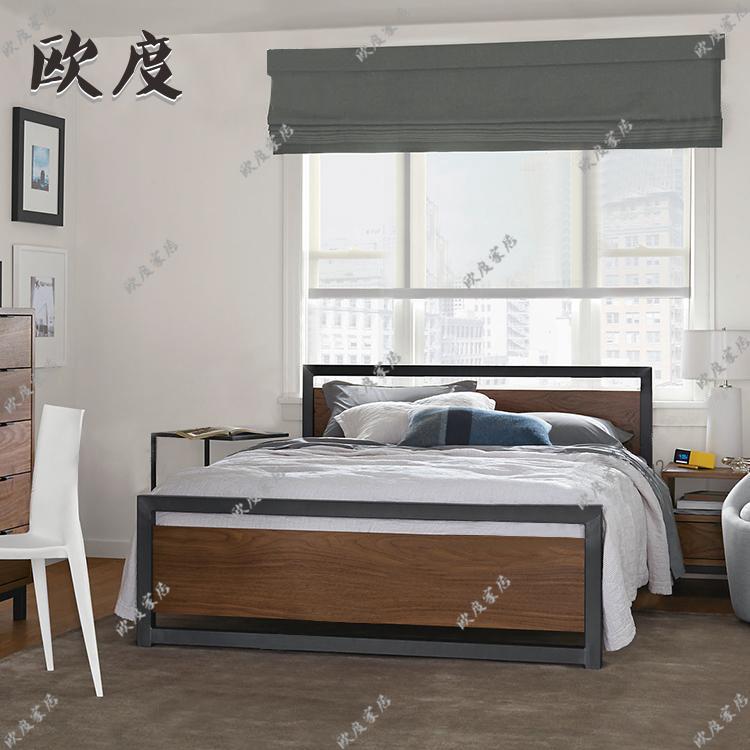 美式乡村铁艺双人床1.2米1.5米1.8米欧式单人床铁床架复古实木床
