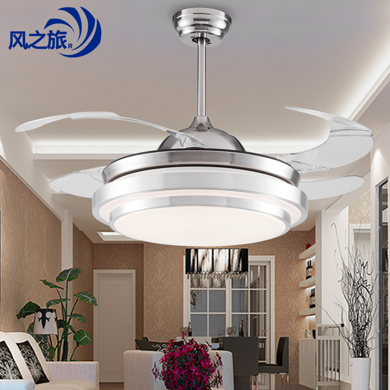 隐形风扇灯 吊扇灯餐厅卧室客风扇吊灯简约带LED的电扇灯变频52寸折扣优惠信息