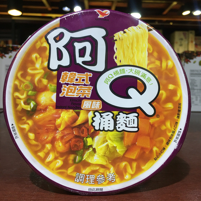 台湾方便面 统一阿Q韩式泡菜桶面102g