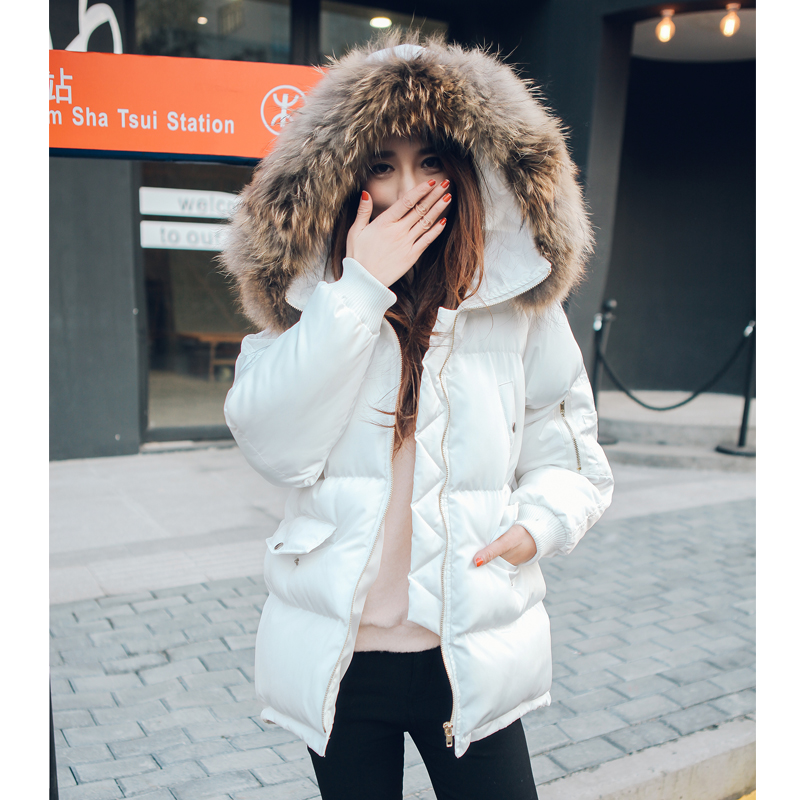 2016冬季韩版学院风修身棉服棉衣女中长款学生白色加厚外套小棉袄