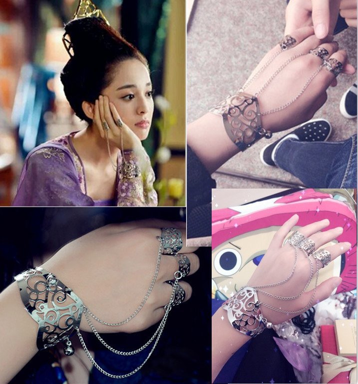 韩版时尚个性女士手镯戒指连体青丘狐传说古力娜扎同款欧美热卖