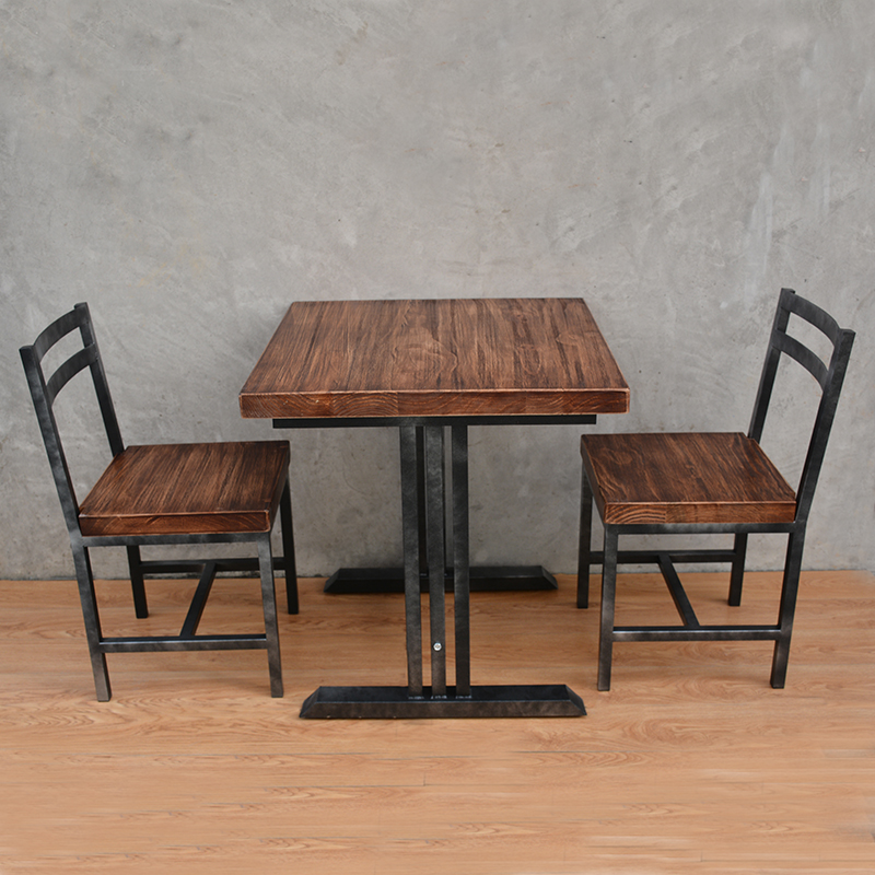 桌椅组合复古主题餐厅咖啡厅简约休闲个性时尚创意实木接待卡座