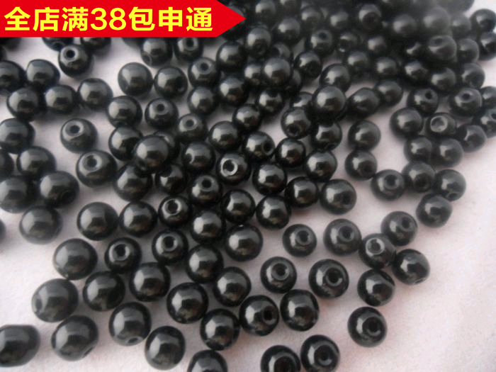 【满42元】DIY串珠材料 4毫米黑色玻璃珠散珠折扣优惠信息