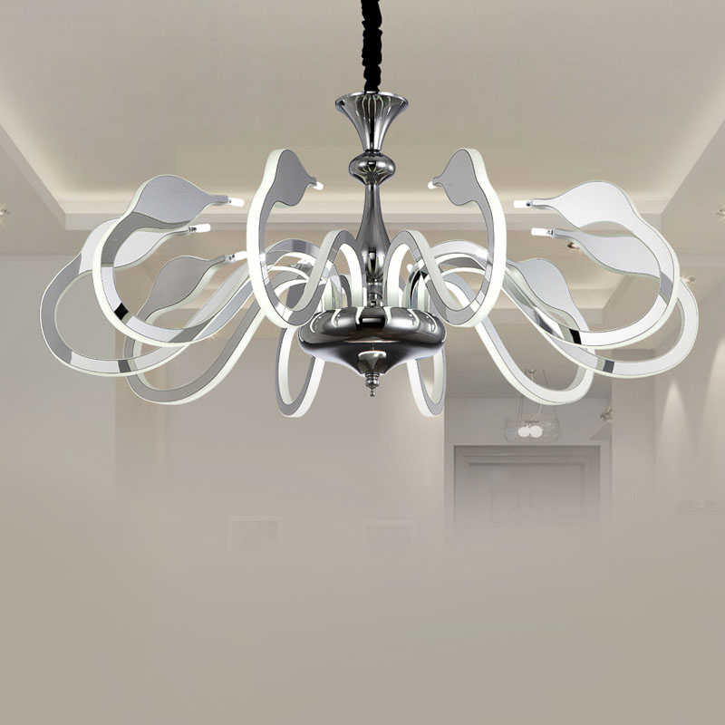 艺术天鹅吊灯现代简约亚克力客厅灯创意大气餐厅卧室别墅LED灯具