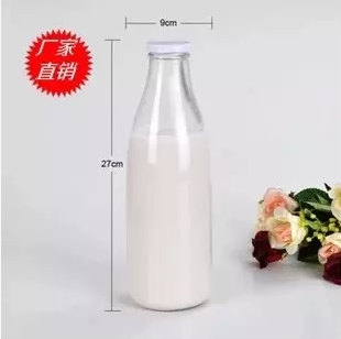 耐高温1000毫升玻璃牛奶瓶 果汁玻璃瓶 酸奶鲜奶瓶 玻璃奶瓶批发