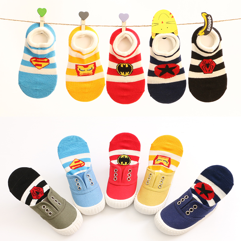 全棉男女儿童船袜 超人婴幼儿宝宝袜 棉夏季透气卡通浅口地板袜子折扣优惠信息