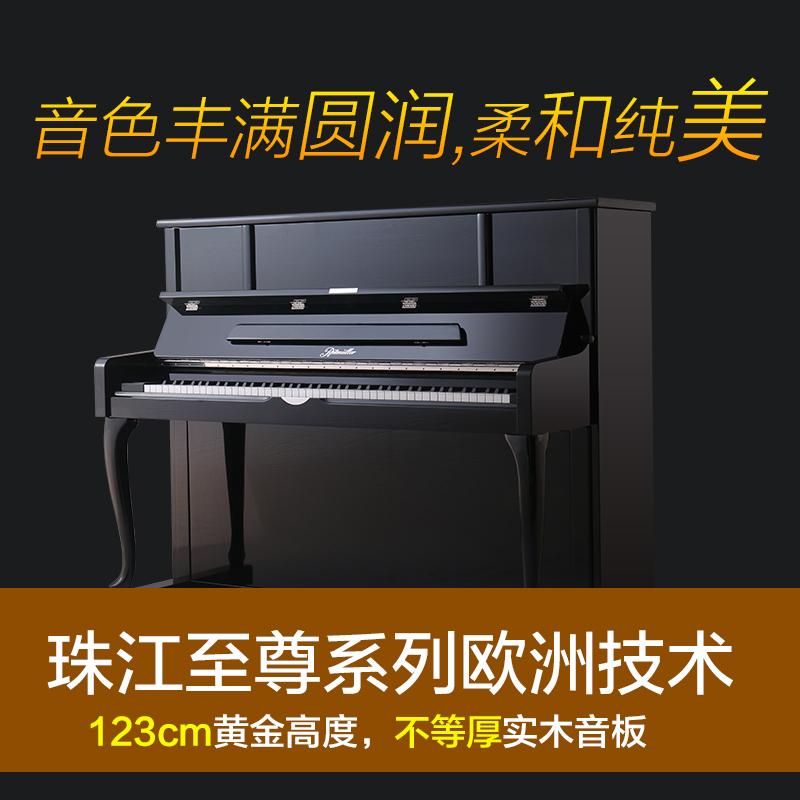 珠江钢琴里特米勒至尊系列UP123RK不等厚实木音板欧洲工艺升级款