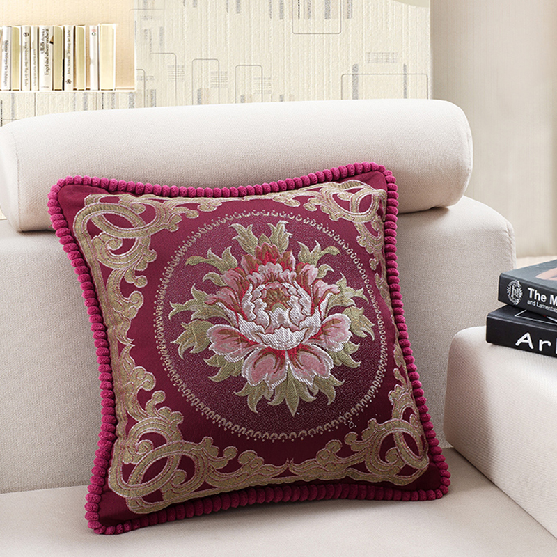 欧式高档刺绣沙发抱枕套含芯布艺床头提花靠垫奢华客厅大靠枕包邮