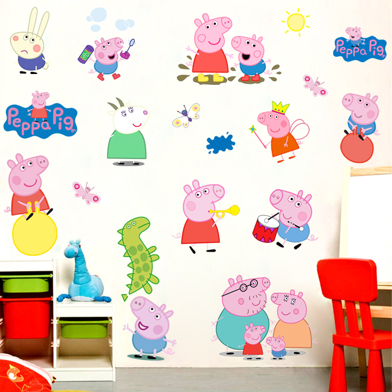 小猪佩奇佩佩猪佩琪猪粉红猪小妹动漫卡通墙贴贴纸贴画壁纸可移除