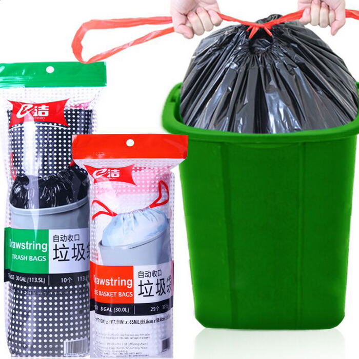 自动收口垃圾袋 手提式抽绳环保厨房垃圾袋 加厚垃圾袋包邮