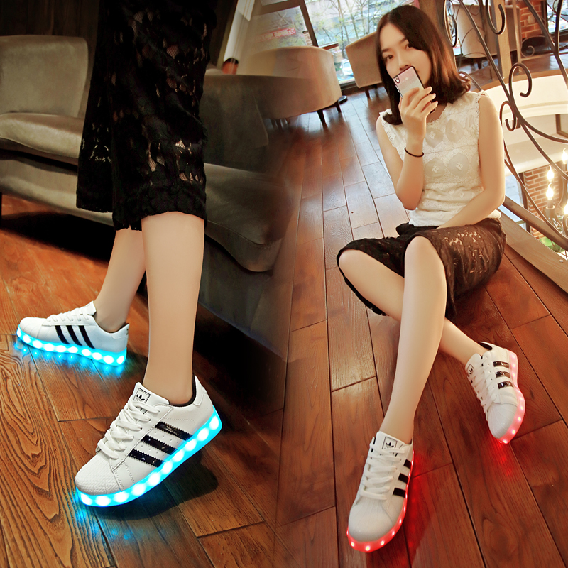 春夏季七彩发光鞋LED韩版男女款夜光单鞋USB充电荧光板鞋闪光灯鞋折扣优惠信息