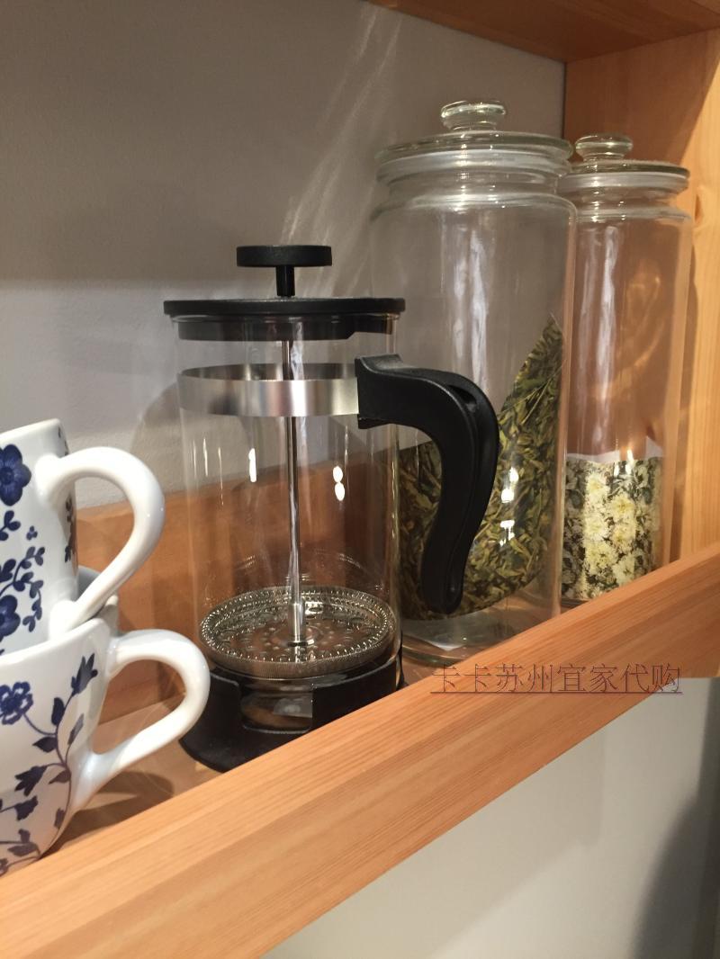 IKEA宜家代购 乌普塔咖啡壶 法压壶耐热玻璃不锈钢滤网茶壶冲茶器折扣优惠信息