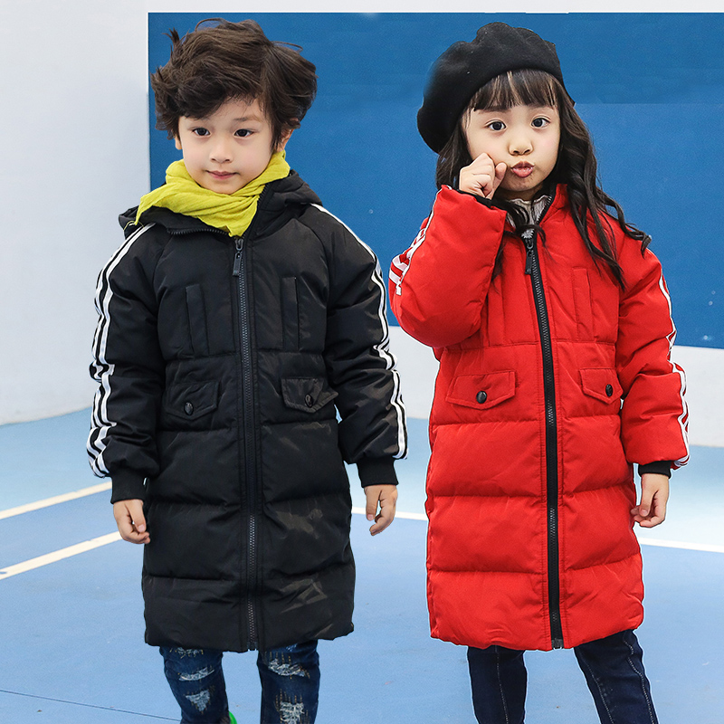 韩版儿童羽绒服中长款男童加厚连帽中大童保暖外套女童冬装童装潮折扣优惠信息