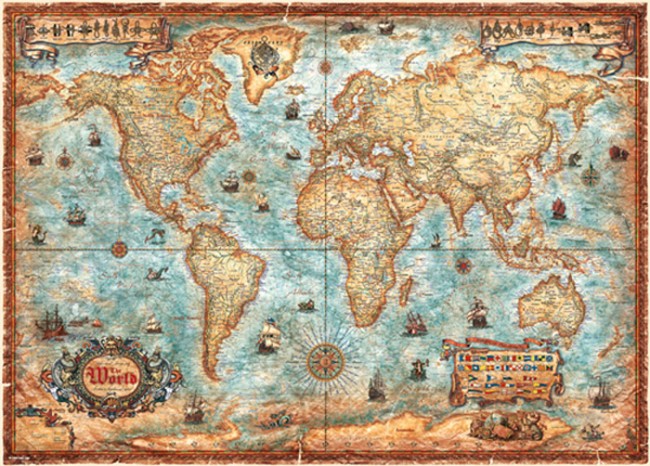 包邮德国进口拼图雷诺瓦正品现货heye复古世界地图3000片成人