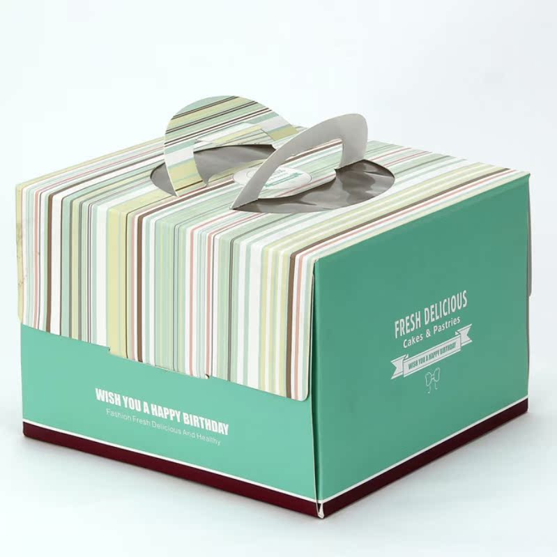 芝士手提蛋糕盒6 8 10寸生日一体苏格兰烘焙包装盒点心送底托批发折扣优惠信息