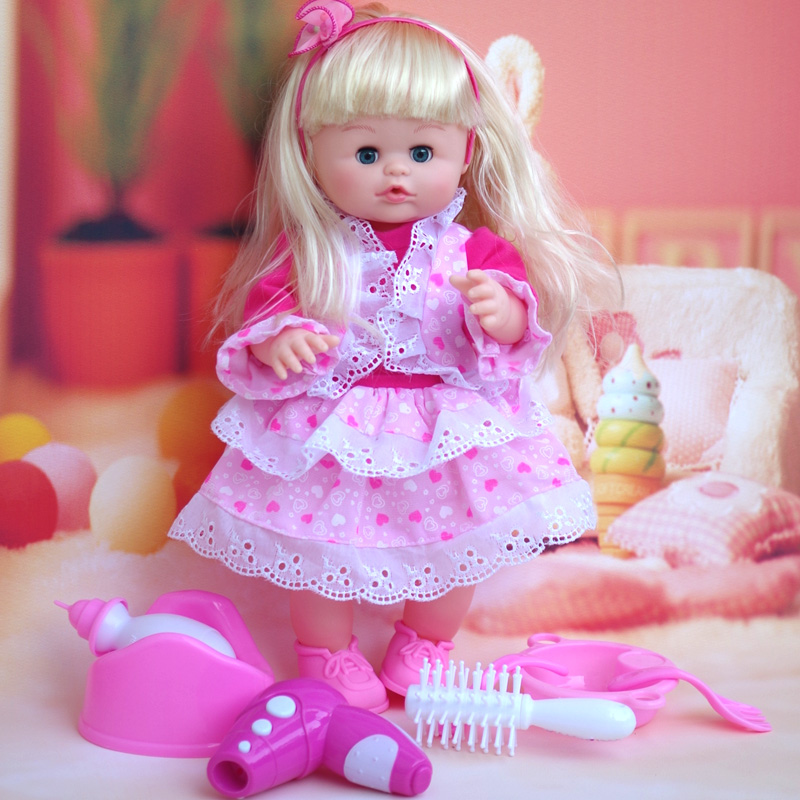 智能洋娃娃套装女孩公主会眨眼说话尿尿仿真娃娃玩具婴儿软胶硅胶