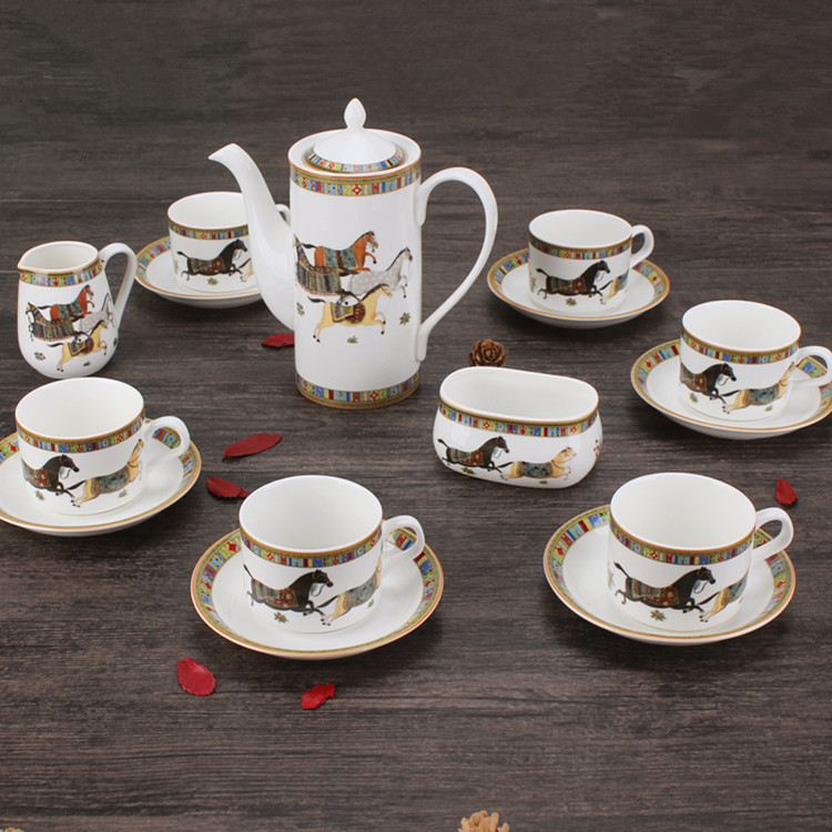 新款 陶瓷咖啡杯套装 欧式15头咖啡杯碟壶套装 英式下午茶红茶具