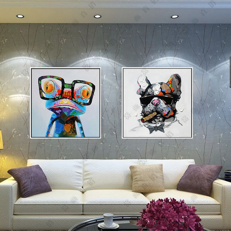 现代简约客厅装饰画餐厅玄关挂画卧室抽象立体油画动物创意两联画折扣优惠信息