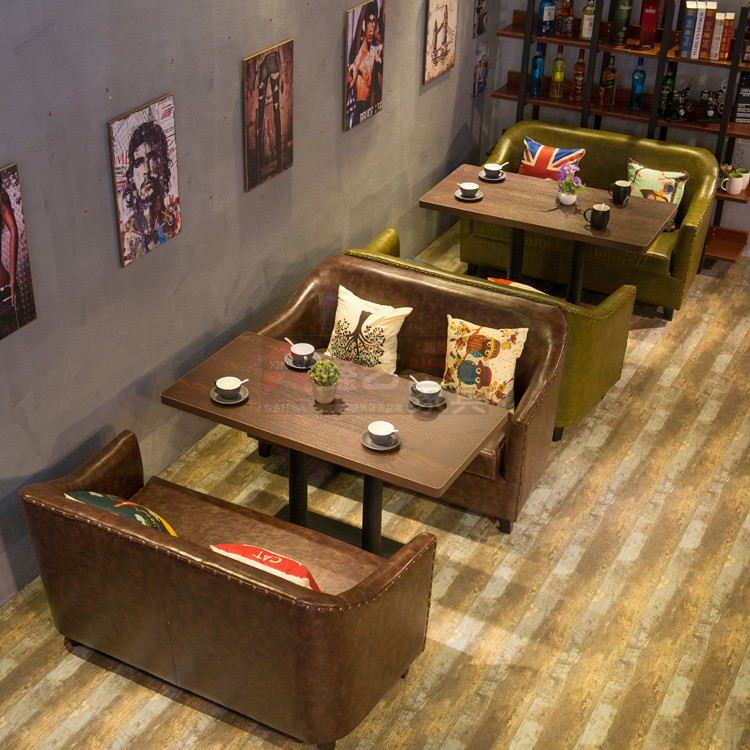 北欧咖啡厅沙发 休闲奶茶甜品店西餐厅卡座沙发桌椅组合 实木餐椅折扣优惠信息