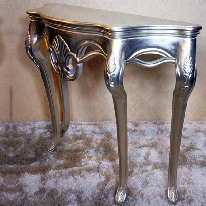 欧式新古典奢华玄关柜装饰台会所样板间贴银箔家具实木雕花家具