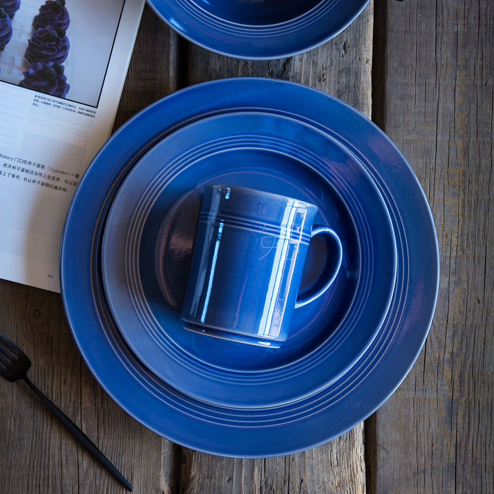 收集时光 蓝色海岸线 蓝色浮雕陶瓷大小盘 马克杯 汤盘 多款可选折扣优惠信息