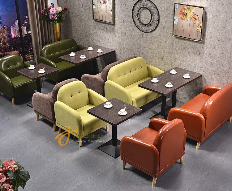 新款休闲咖啡厅沙发卡座单双人餐桌椅甜品奶茶店茶西餐厅沙发桌子