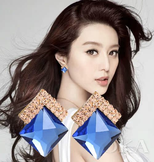 韩国韩版气质三角形超闪奢华水晶耳环耳饰耳钉 女 精致小饰品批发