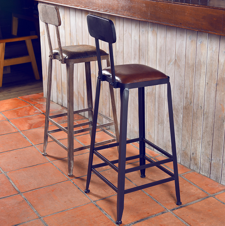 美式LOFT铁艺吧台椅星巴克桌椅高脚凳酒吧椅复古吧凳实木吧台凳子