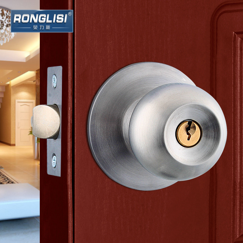 荣力斯 球形锁球形门锁室内卧室房门球锁不锈钢通用木门锁圆锁芯折扣优惠信息