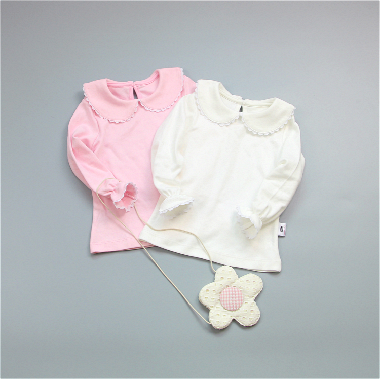 必入春秋女宝宝打底衫  0-1-2-3-4岁长袖t恤女童婴儿翻领纯棉上衣