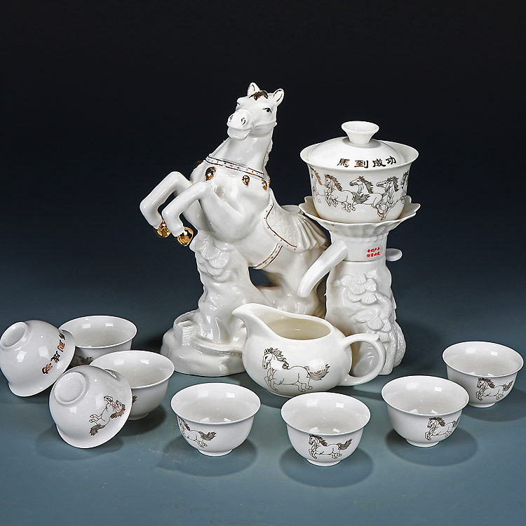 景德镇整套陶瓷功夫茶具创意玲珑瓷蜂窝全自动泡茶器茶具特价包邮