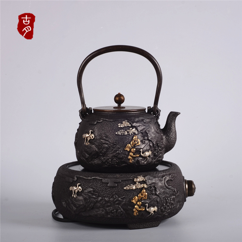 铁壶茶炉铸生铁电陶炉套装日本南部养生老茶壶煮茶无涂层铁茶壶
