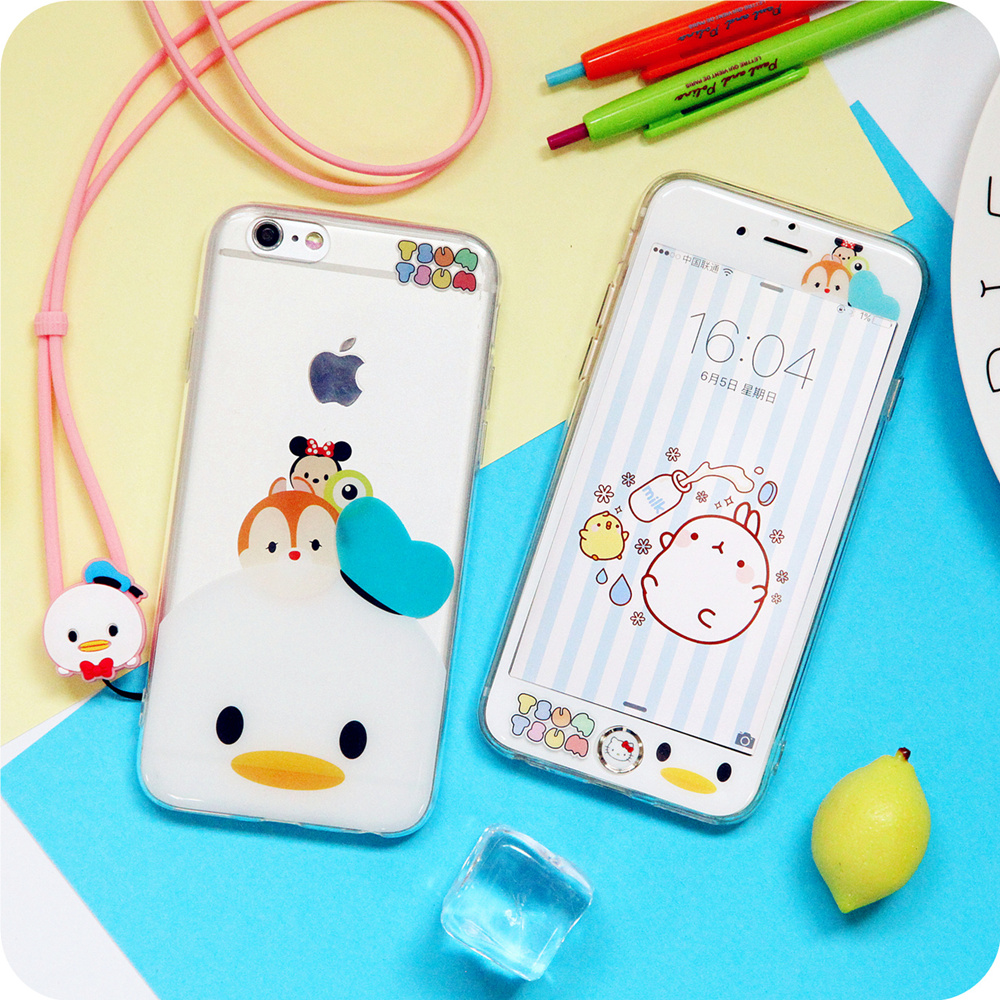苹果iPhone6Plus迪士尼米老鼠6s唐老鸭挂绳手机壳卡通保护套splus
