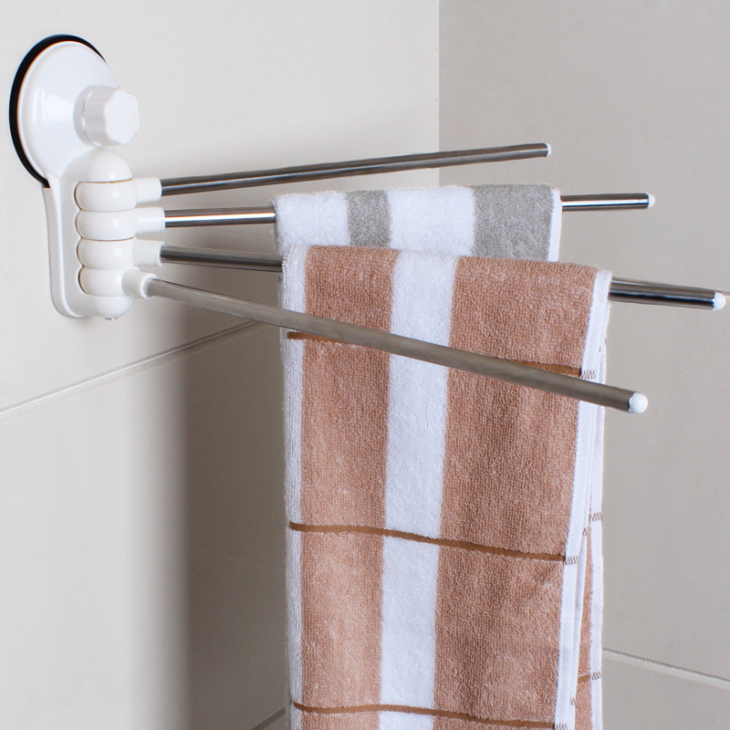 强力吸盘毛巾架不锈钢双杆毛巾杆卫生间浴室浴巾架壁挂免打孔